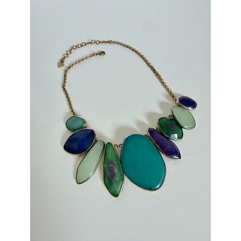 Stella & Dot Serenity Statement Necklace Vintage Gold Multi Stone Bib Retired
